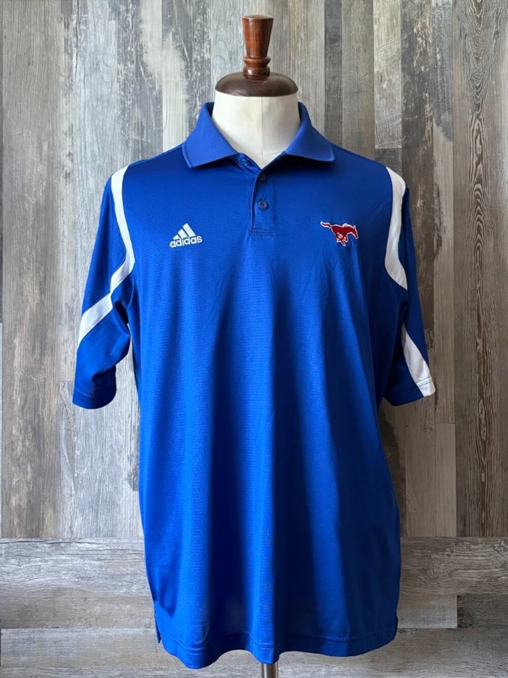 Men's Adidas Sideline Climalite Polo NCAA SMU Mustangs Large